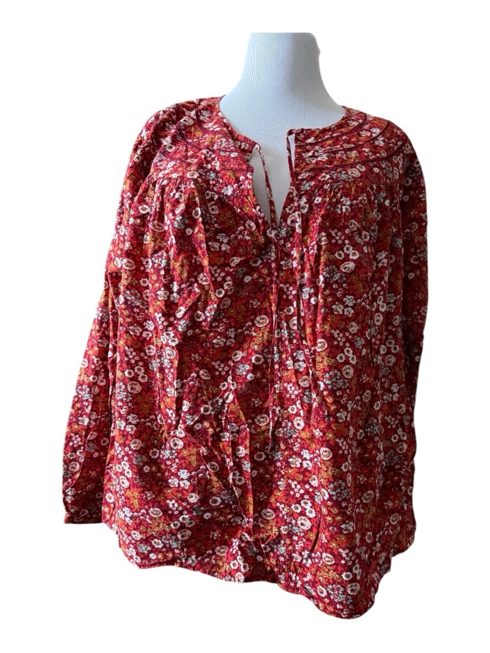 Target Red Floral Button-Front Peasant Blouse -  Size 2X - NWT